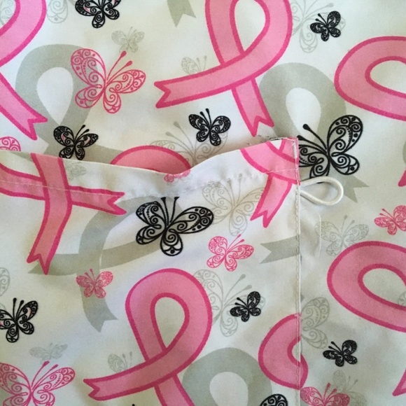 CASSANDRA O NURSING SCRUB WITH POCKETS CANCER AWARENESS SIZE LARGE - Picture 2 of 5